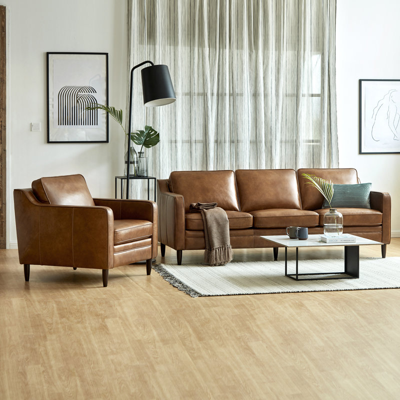 Sand & Stable™ Ashtabula 2-Piece Top Grain Leather Accent Chair